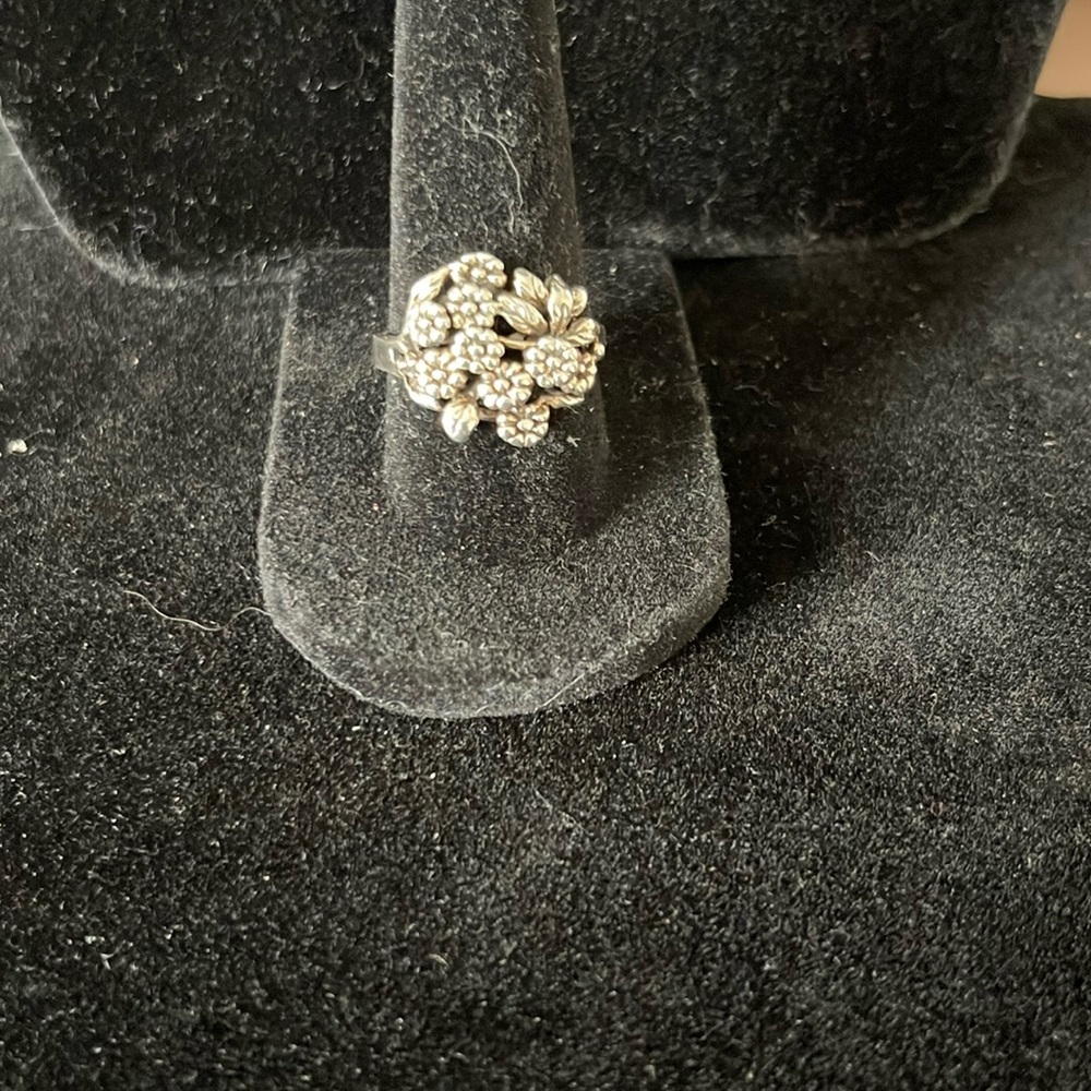 Bouquet of Fresh Flowers Sterling Silver Ring Size 8